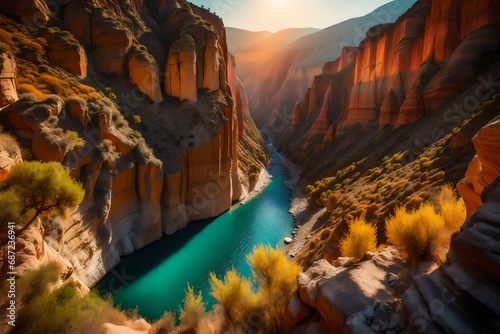 Colorful canyon landscape at sunset. nature scenery in the canyon. amazing nature background. © usman