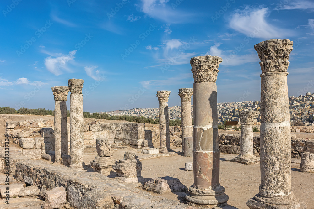 The Byzantine church at Amman Citadel, an archeological site at the center of downtown Amman in Jordan. 