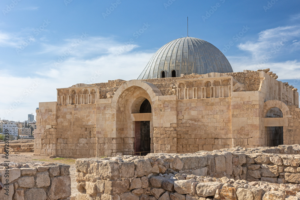 The Umayyad Palace at the Amman Citadel, an archeological site in Amman. Jordan. 