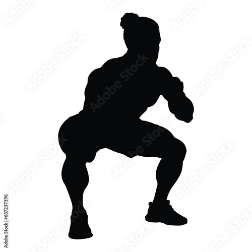  lunges squat exercise silhouette on white