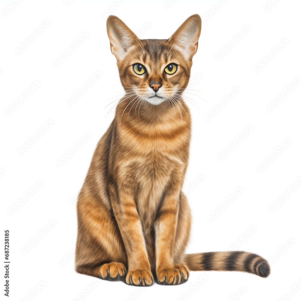 Abyssinian Cat on White Background