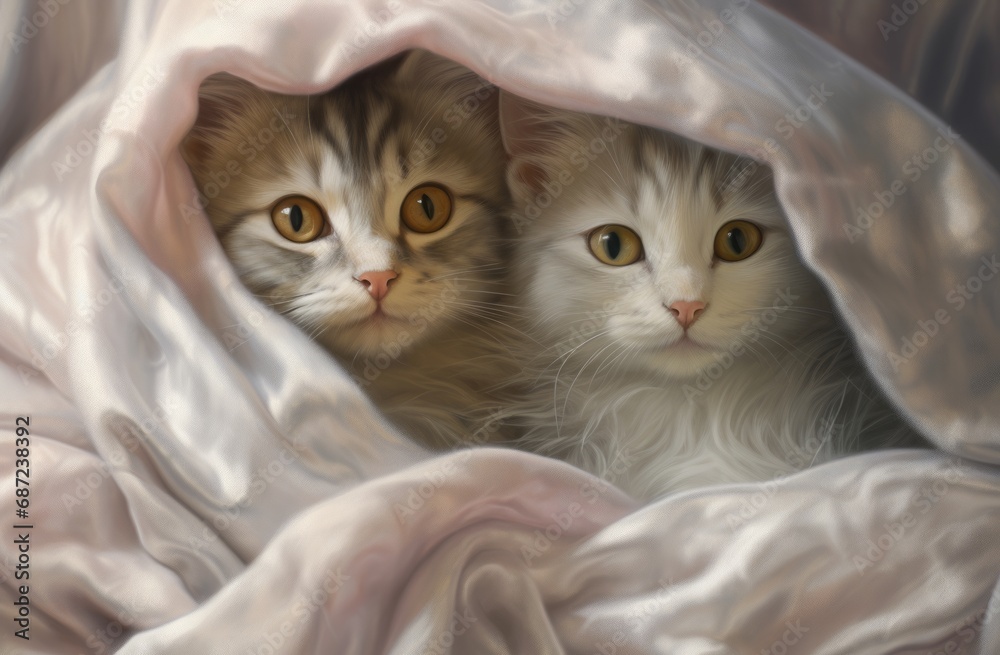 Two Kitten, lovely image for the Cat Lover. AI Generative