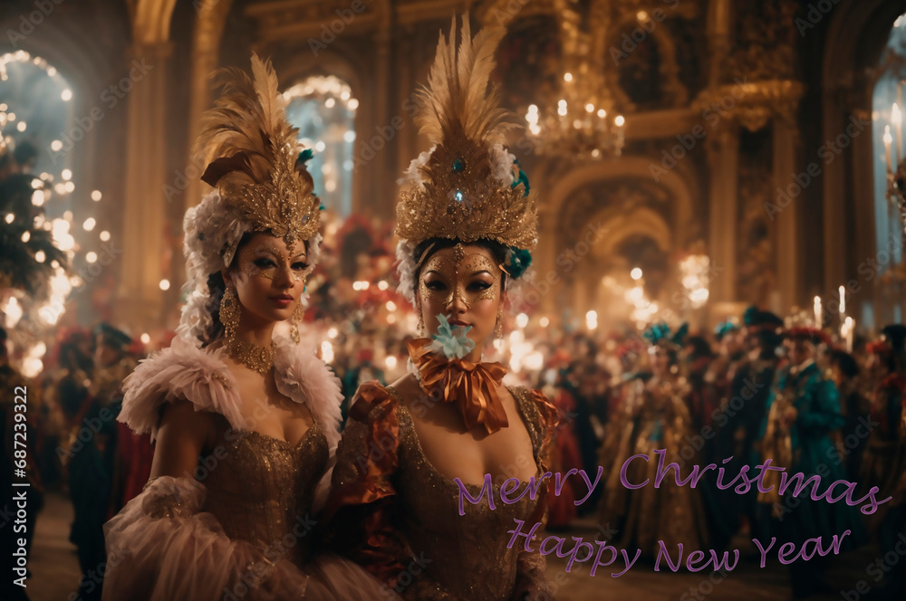 Christmas. New Year. Greeting card beautiful christmas background Christmas carnival in Venice