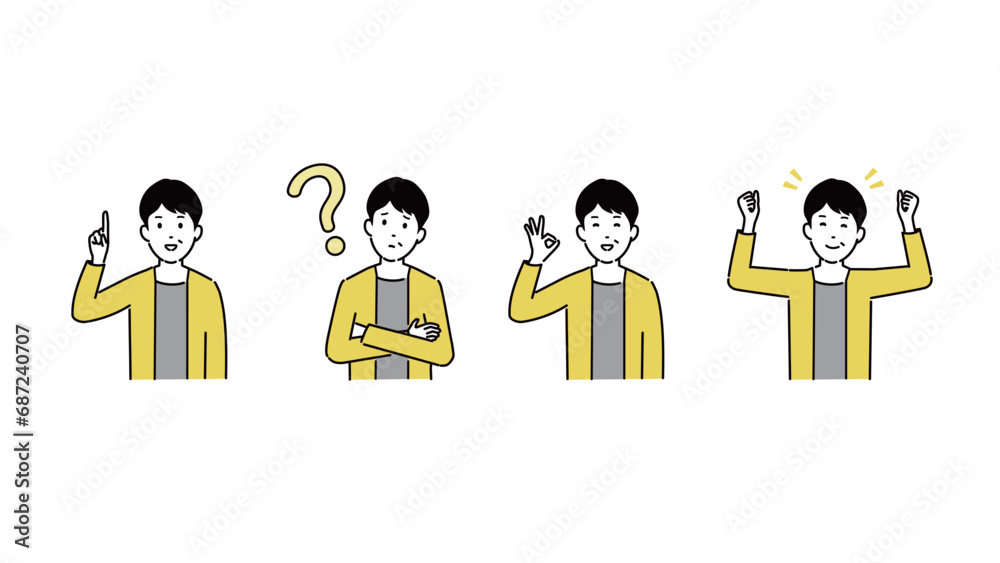 いろいろな表情の40代女性のイラスト、ベクター いろいろな表情の40代女性のイラスト、ベクター