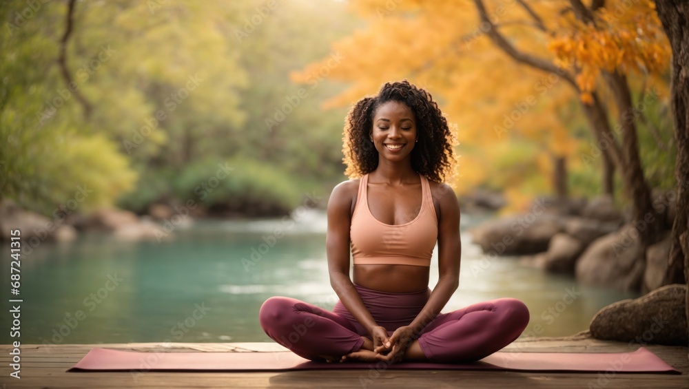 Black girl doing yoga