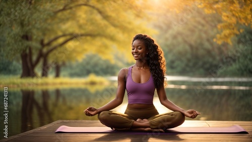 woman meditating in yoga pose