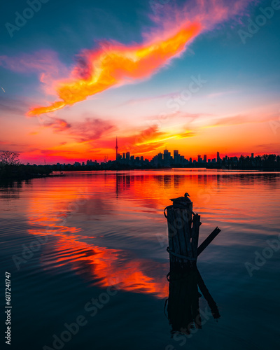 Photography sunset on the lake toronto city skyline