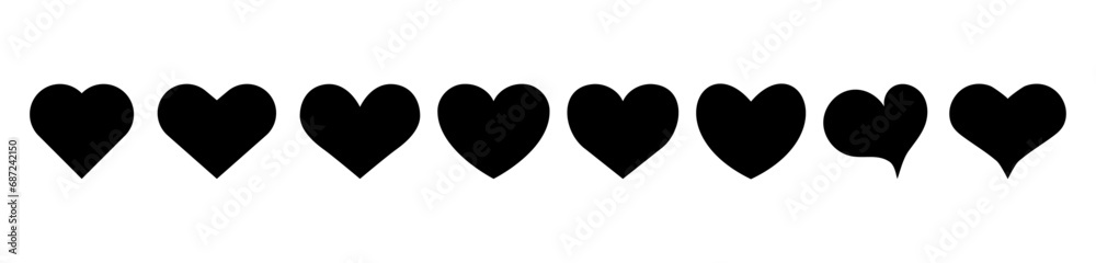 Various simple vector heart love icon set isolated on background Various simple vector heart love icon set isolated on background