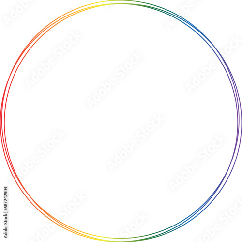 Round lgbt frame isolated on transparent background, luxury rainbow circle border design for invitation, card, PNG.
