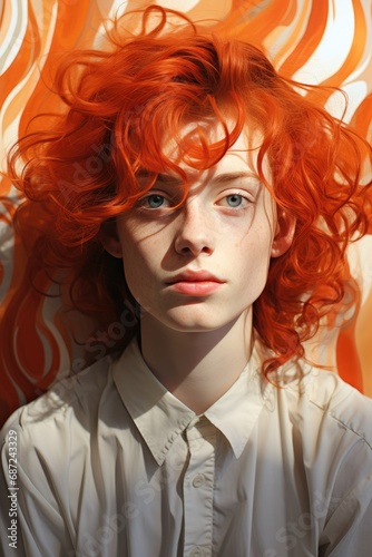 Young woman with orange hair