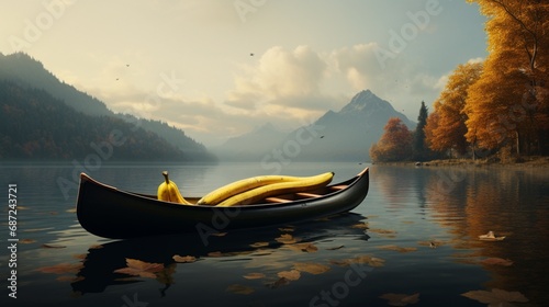 Behold a content banana, its radiant form perfectly illuminated by the soft, amber hues of the autumn sunset at Hintersee lake.