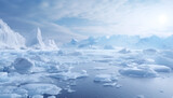 Arctic Winter Scene Frozen Sea Massive Glaciers and Snowstorms