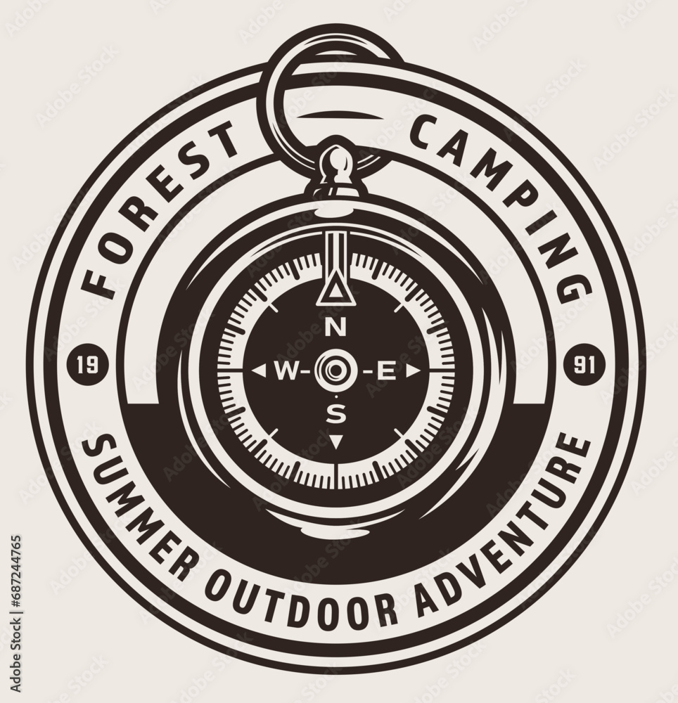 Badge, Hiking, Camping - Symbol. Vector