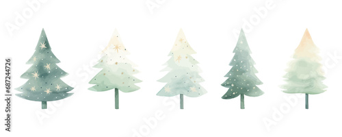 Collection of Watercolor Christmas Trees