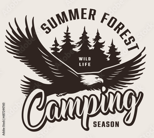 Badge, Hiking, Camping - Symbol. Vector