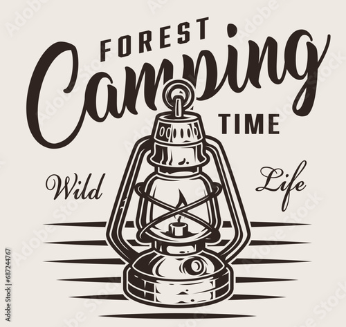 Badge, Hiking, Camping - Symbol. Vector