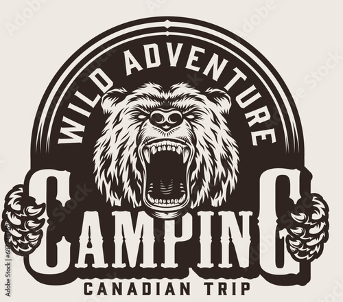 Badge, Hiking, Camping - Symbol. Vector