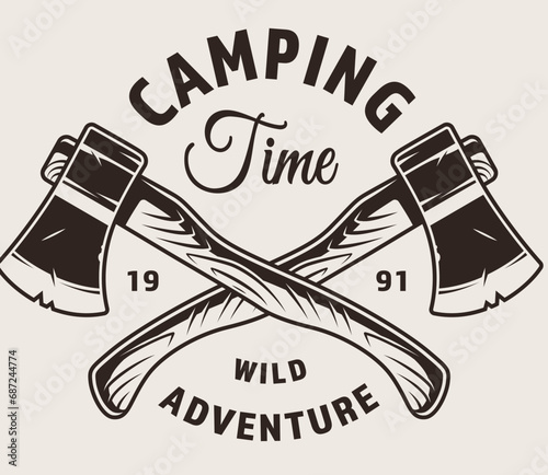 Badge, Hiking, Camping - Symbol. Vector