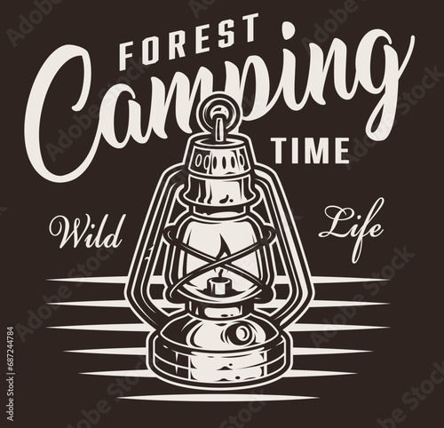 Badge, Hiking, Camping - Symbol. Vector