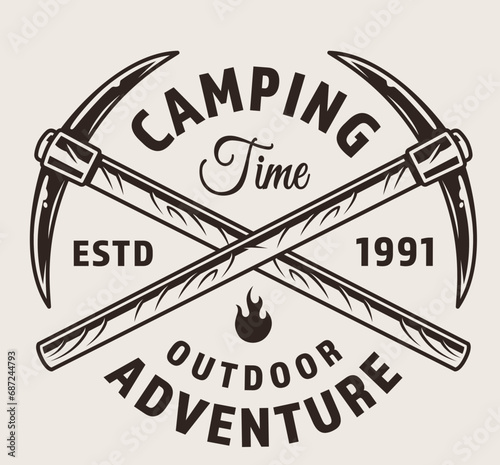 Badge, Hiking, Camping - Symbol. Vector