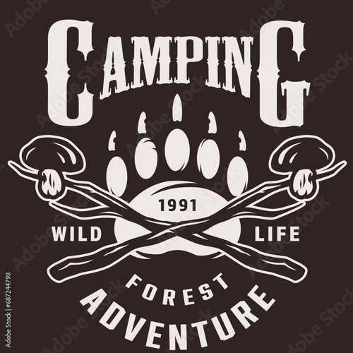 Badge, Hiking, Camping - Symbol. Vector