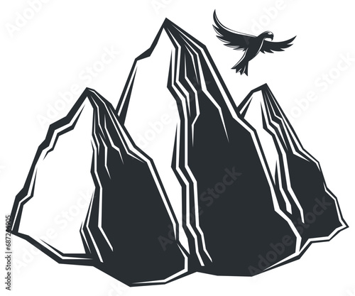 Berg, Hiking, Camping - Symbol. Vector
