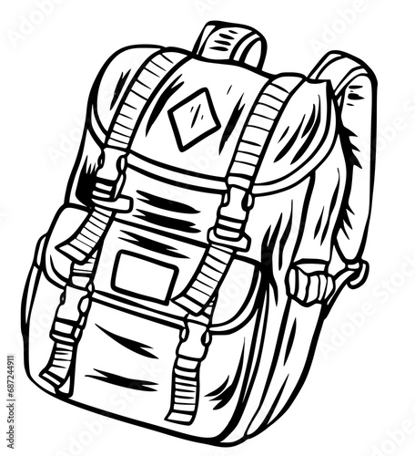 Rucksack, Hiking, Camping - Symbol. Vector