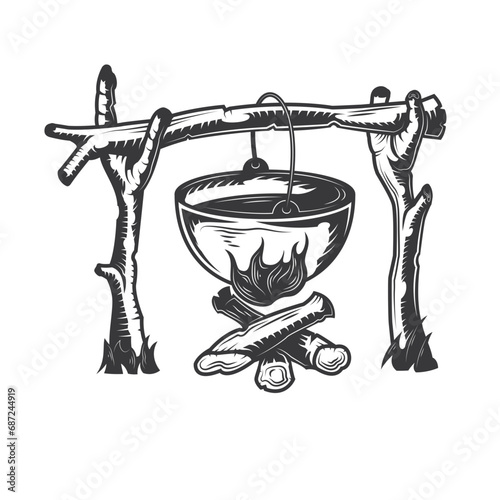 Bushcraft, Hiking, Camping - Symbol. Vector