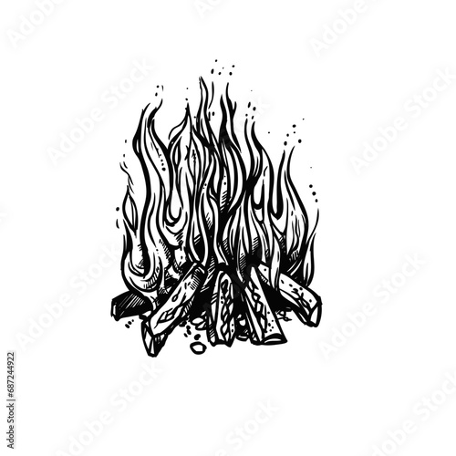 Bushcraft, Hiking, Camping - Symbol. Vector
