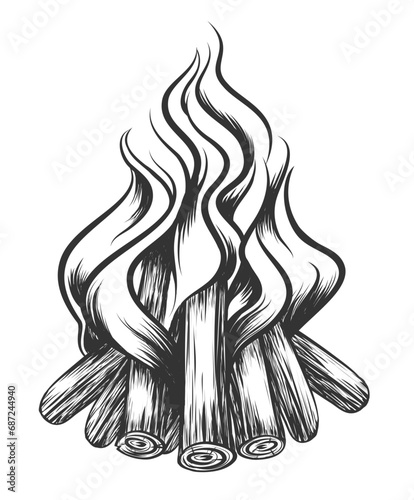 Lagerfeuer, Hiking, Camping - Symbol. Vector
