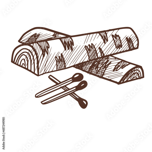 Bushcraft, Hiking, Camping - Symbol. Vector