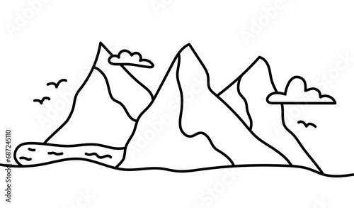 Berge, Hiking, Camping - Symbol. Vector
