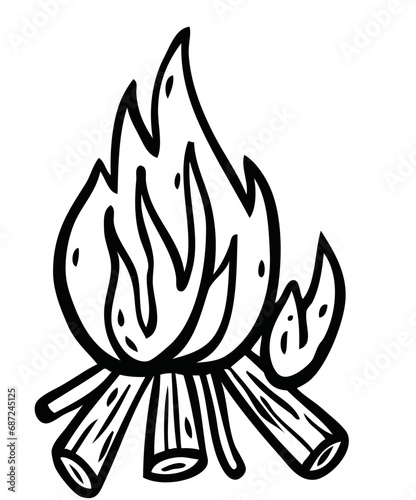 Feuer, Lagerfeuer, Camping - Symbol. Vector