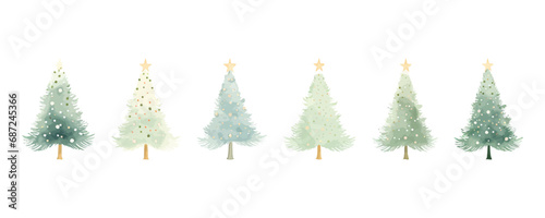Collection of Watercolor Christmas Trees