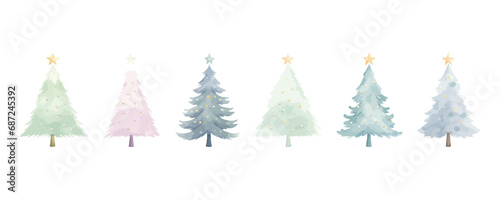 Collection of Watercolor Christmas Trees