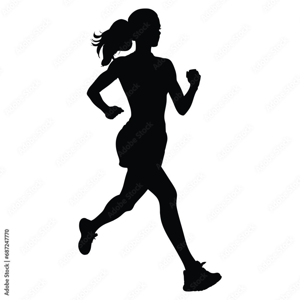 workout running women silhouette on white