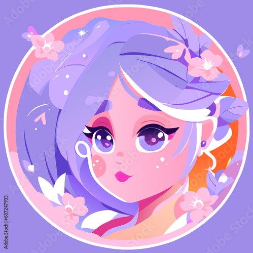 portrait of a  purple hair girl