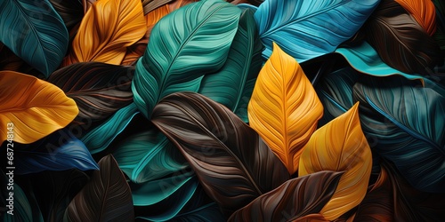 Tropical palm print featuring colorful leaves 
