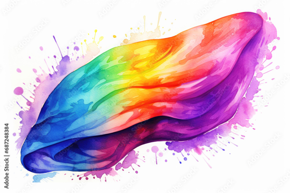 Watercolor with abstract background colors of the Pride flag, the rainbow symbol of people known as the LGBTQ community, AI generated illustratio