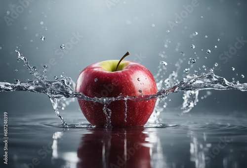 Red apple and water splash