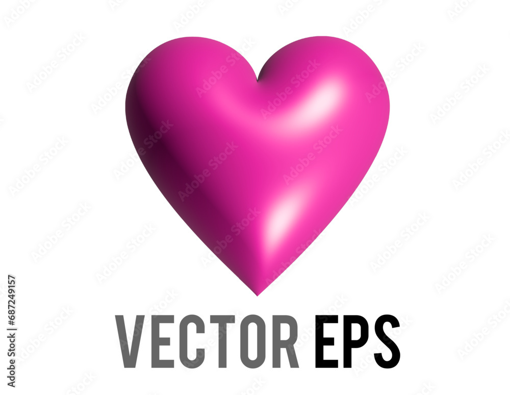 The isolated classic love plain pink glossy heart 3D icon