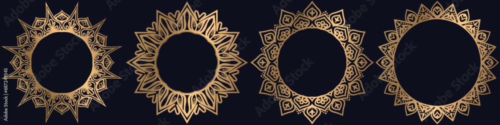 Fototapeta premium luxury floral mandala frame art, circle design set.