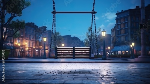 empty city square, where swing lonely swing under the weight of an epidemic of loneliness