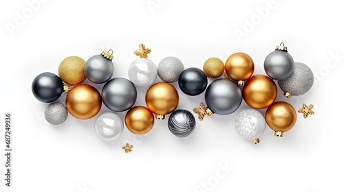 christmas decorations over white background