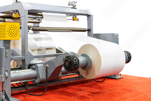 Schilderij op canvas close up electric motor and paper roll sheet system for converting or feed paper
