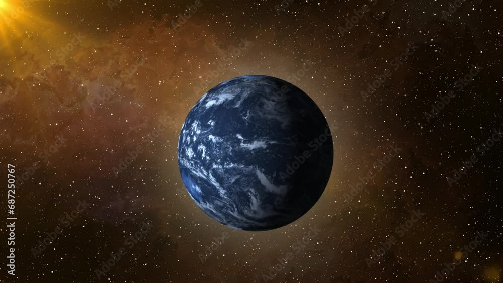 Earth Planet Animation With Nebula And Stars Science Fiction Background ...