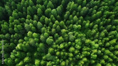 Aerial view natural green forest fir landscape background. AI generated image © artpray