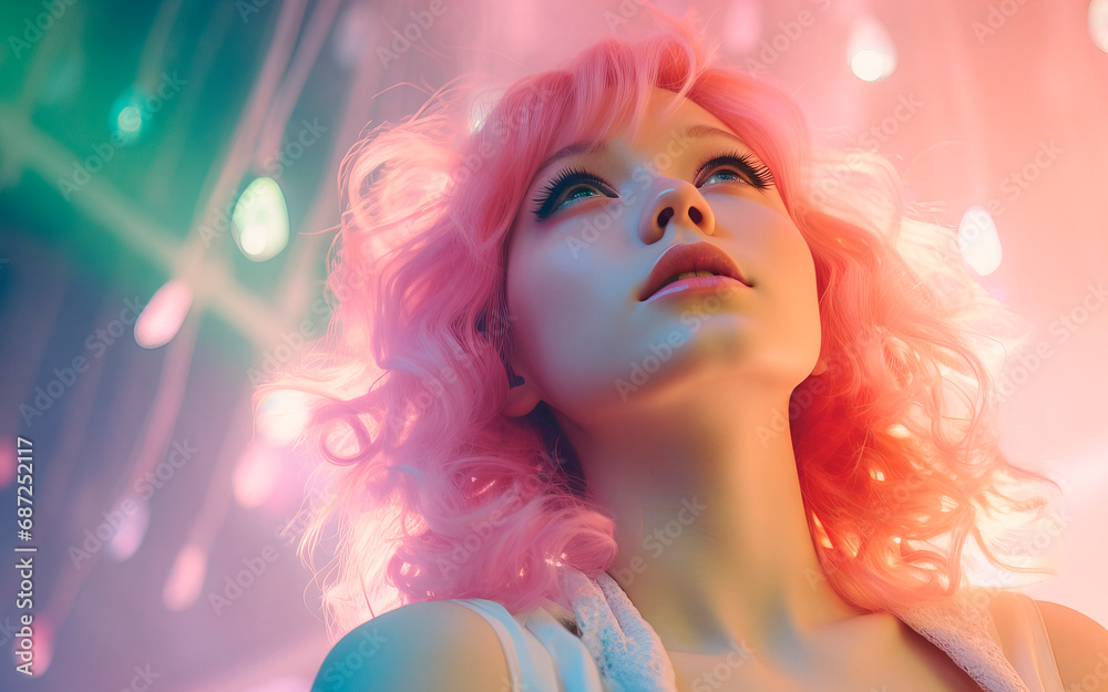 Portrait of a dreamy woman in a studio (Generative AI) Portrait of a dreamy woman in a studio (Generative AI)