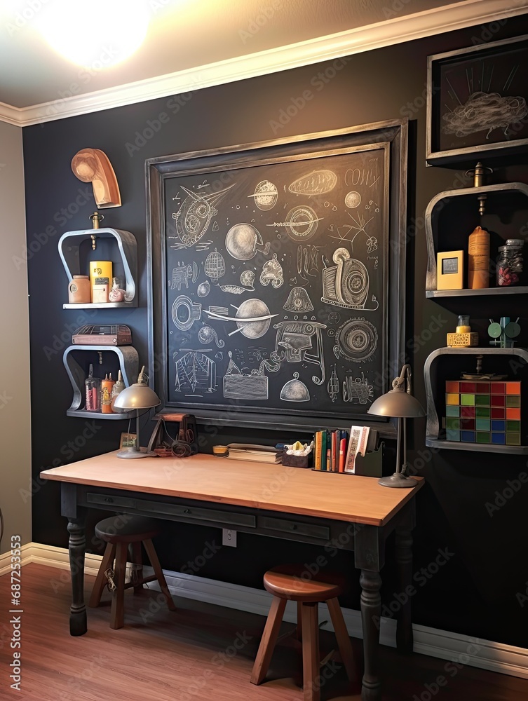 Interactive Framed Chalkboard Wall Art: Updateable Educational and Artistic Sketches