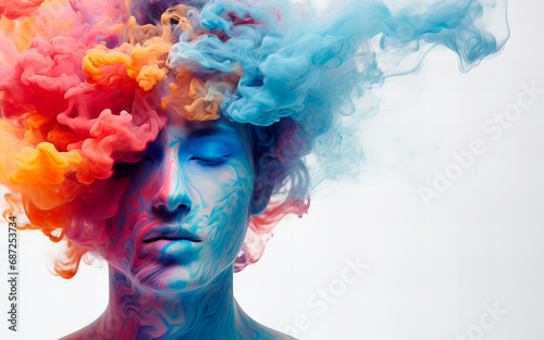 Concept art of a human exploding with knowledge and creativity (Generative AI) photo